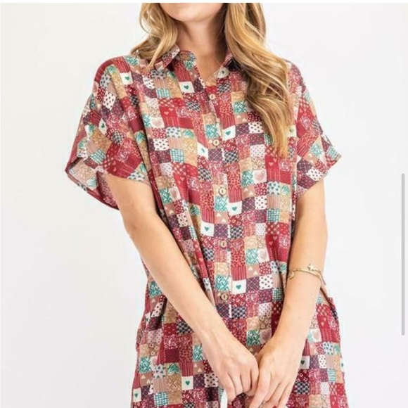 NWT Easel Patchwork Heart mini dress - Picture 4 of 8